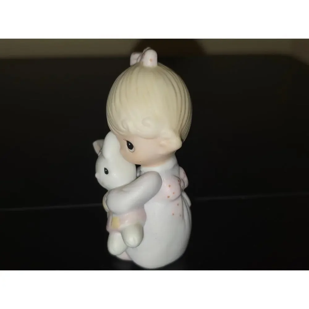 Precious Moments Girl‎ Hugging Bunny Figurine Jonathan & David 1982 E-9279
